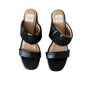 DV By Dolce Vita Folsom Heels Women's 8.5 Black Leather Slip-On sandal